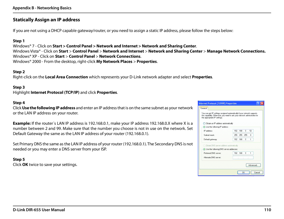 Gateway DIR-655 manual Step, 110 