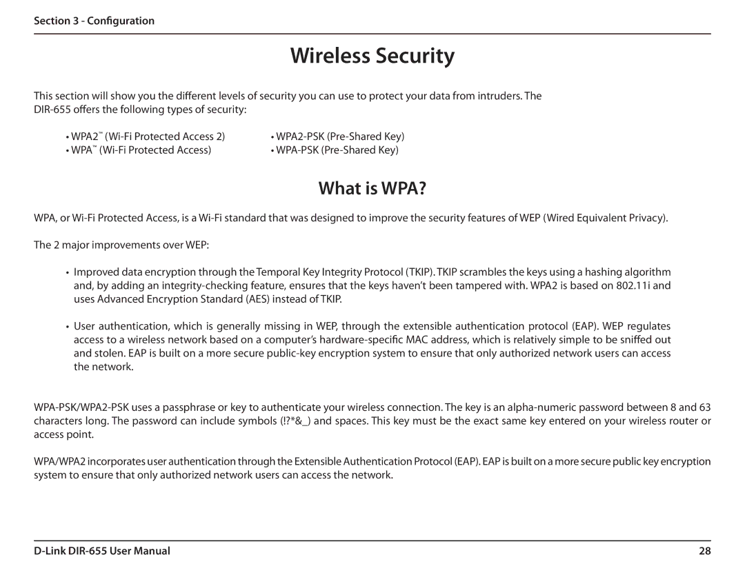 Gateway DIR-655 manual Wireless Security, What is WPA? 