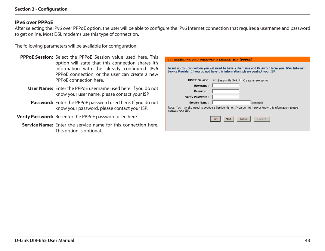 Gateway DIR-655 manual IPv6 over PPPoE 