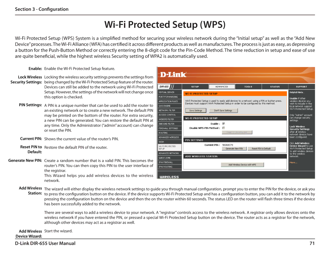 Gateway DIR-655 manual Wi-Fi Protected Setup WPS, Add Wireless Station 