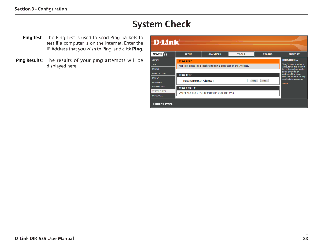 Gateway DIR-655 manual System Check 