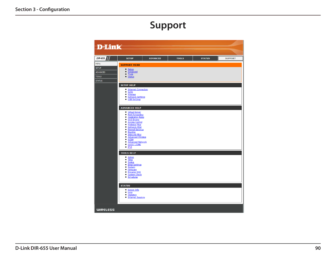 Gateway DIR-655 manual Support 