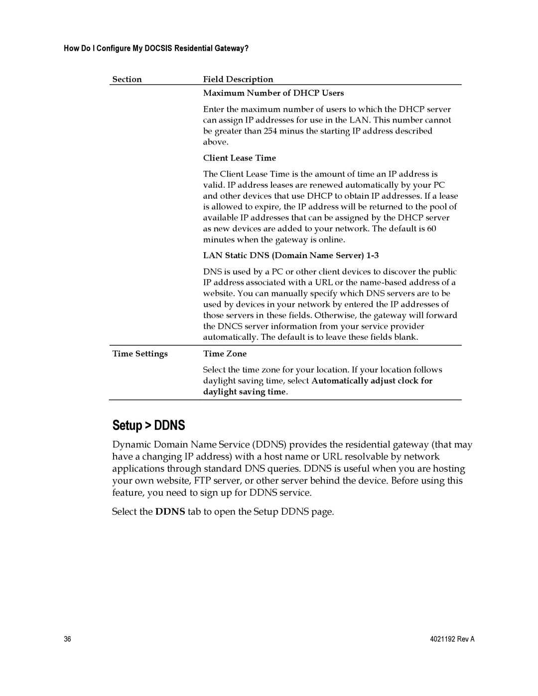 Gateway DPC3925, EPC3925 important safety instructions Setup Ddns 