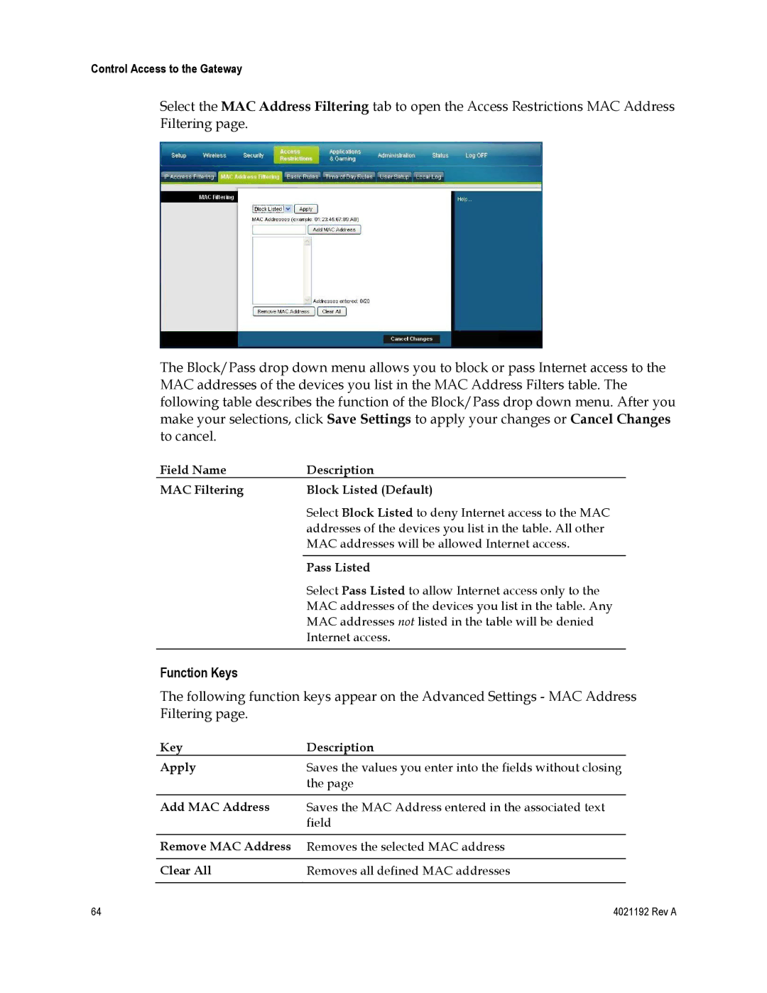 Gateway DPC3925, EPC3925 important safety instructions Function Keys 