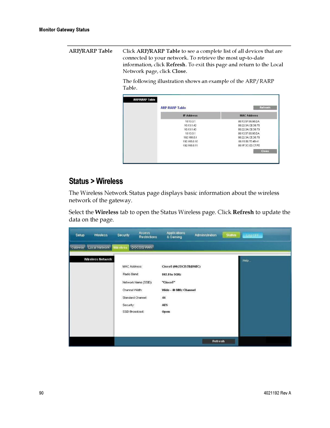 Gateway DPC3925, EPC3925 important safety instructions Status Wireless 