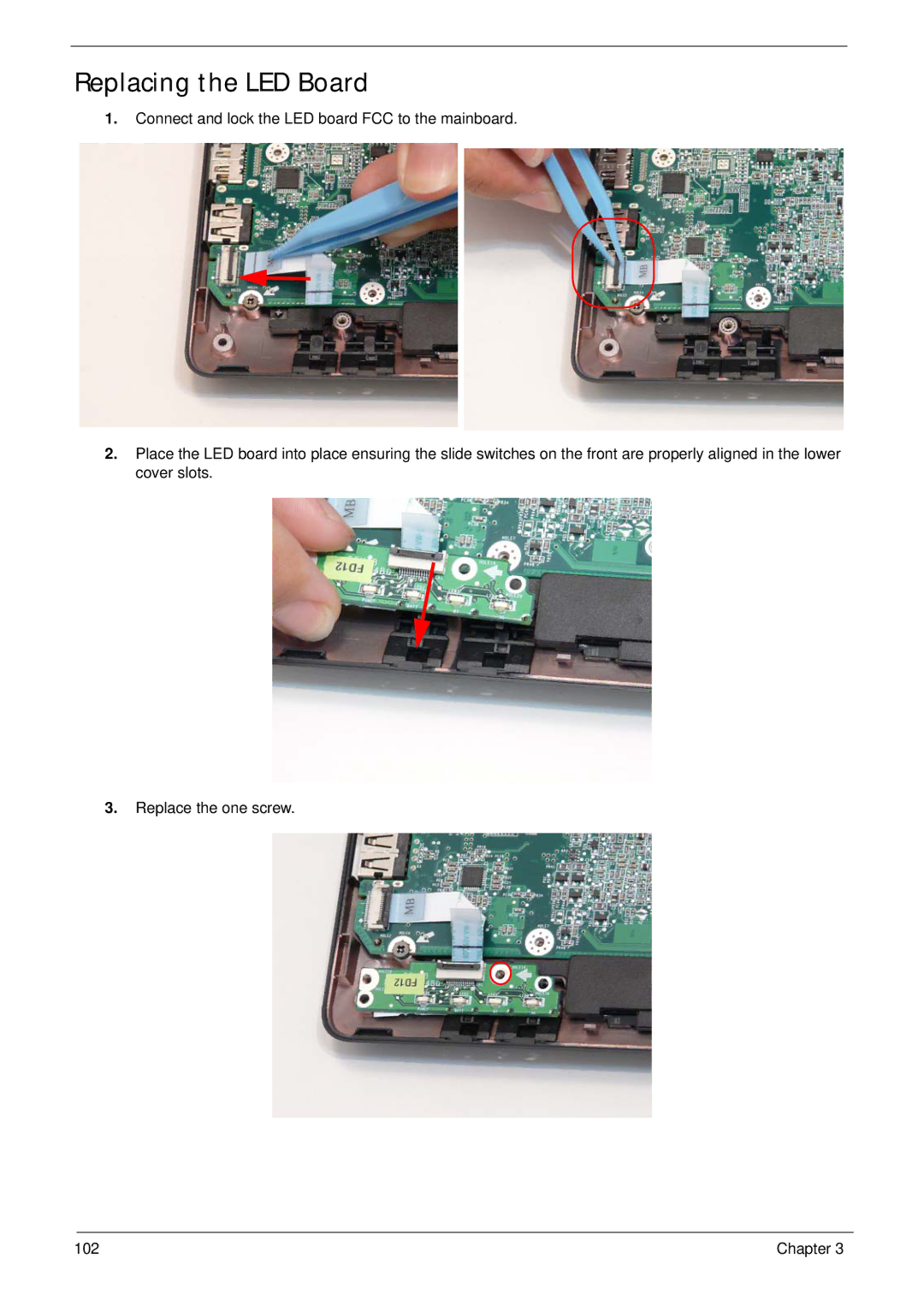 Gateway EC14 manual Replacing the LED Board 