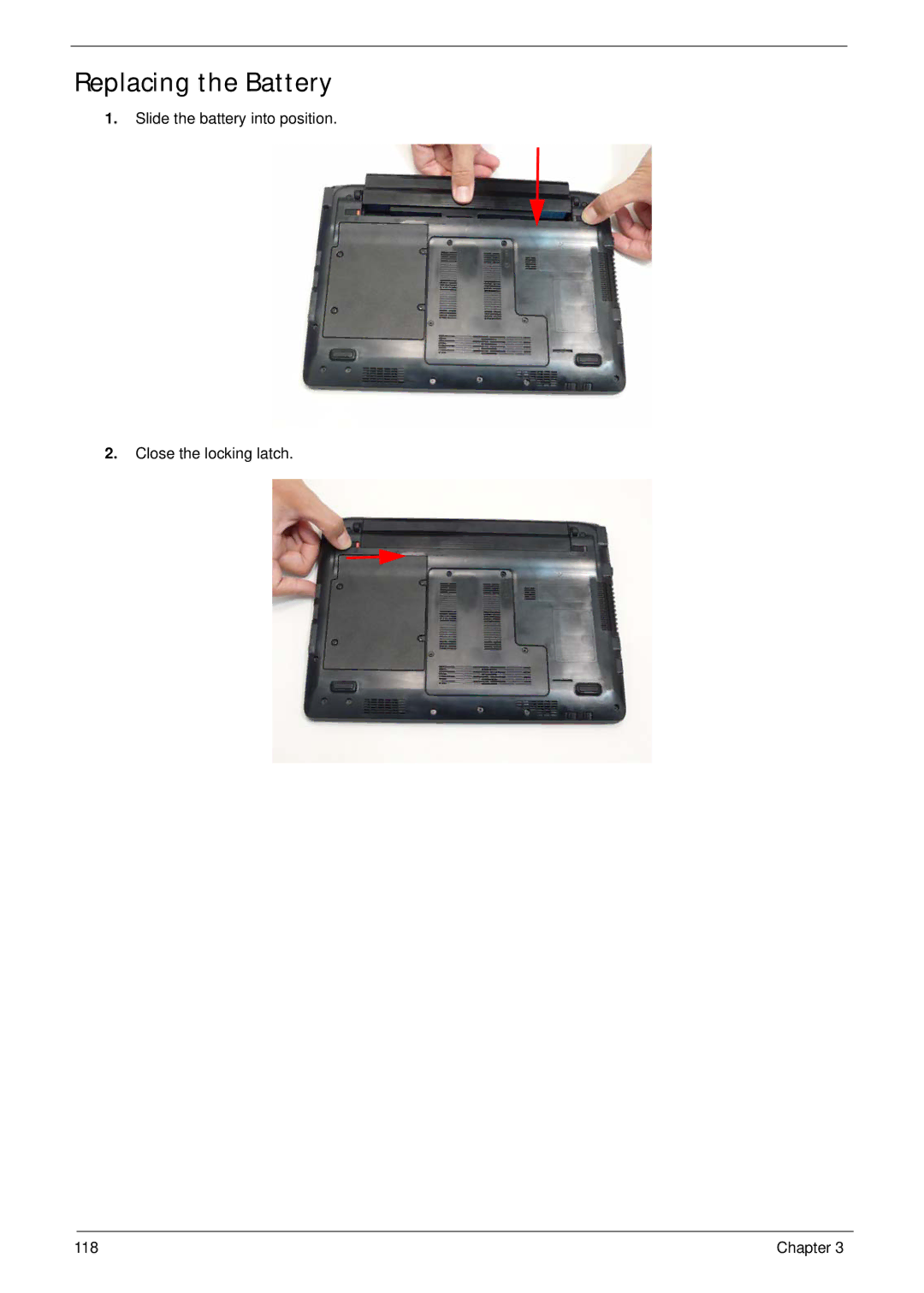 Gateway EC14 manual Replacing the Battery 