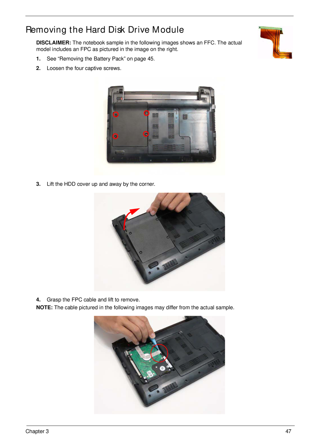 Gateway EC14 manual Removing the Hard Disk Drive Module 