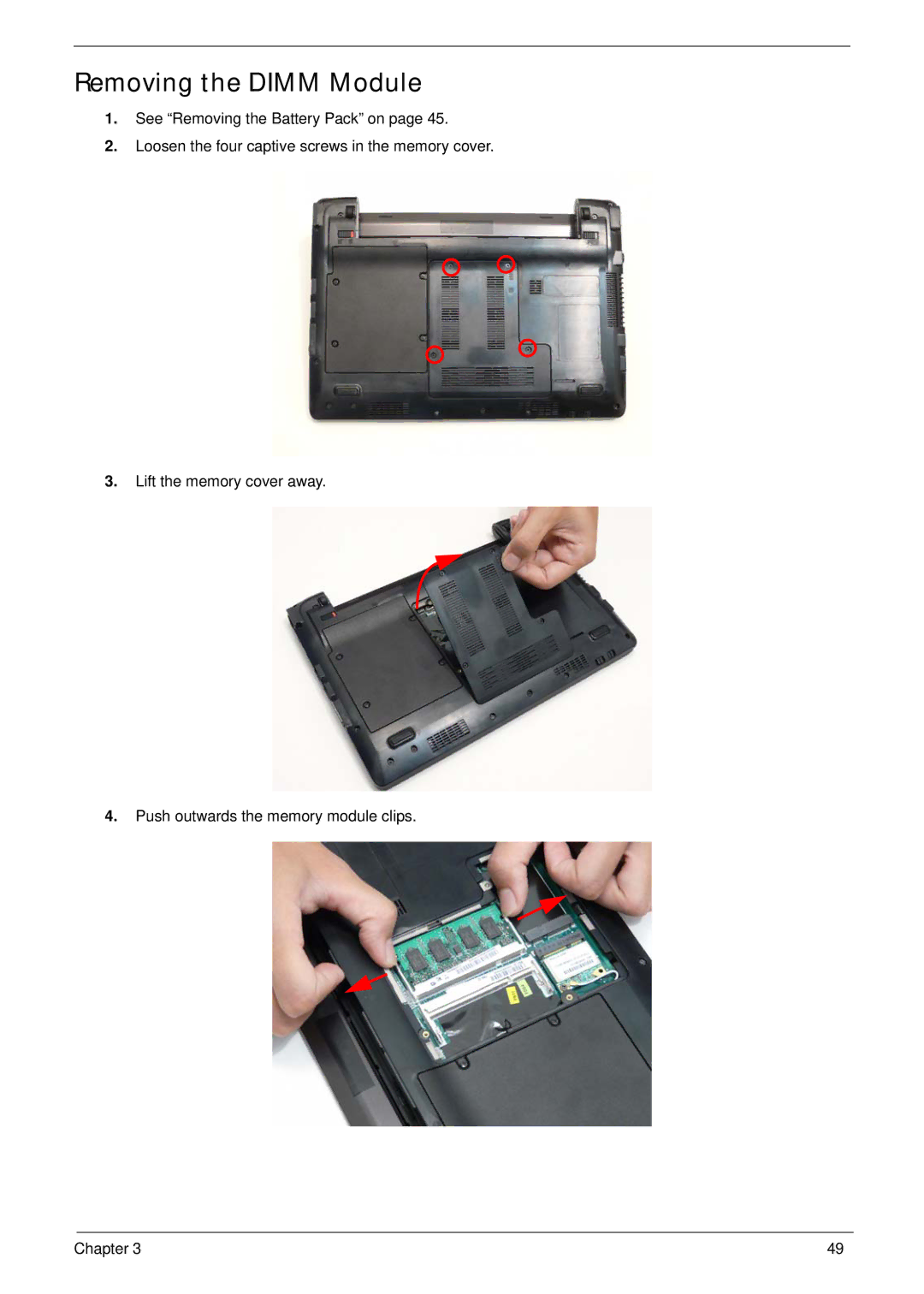 Gateway EC14 manual Removing the Dimm Module 