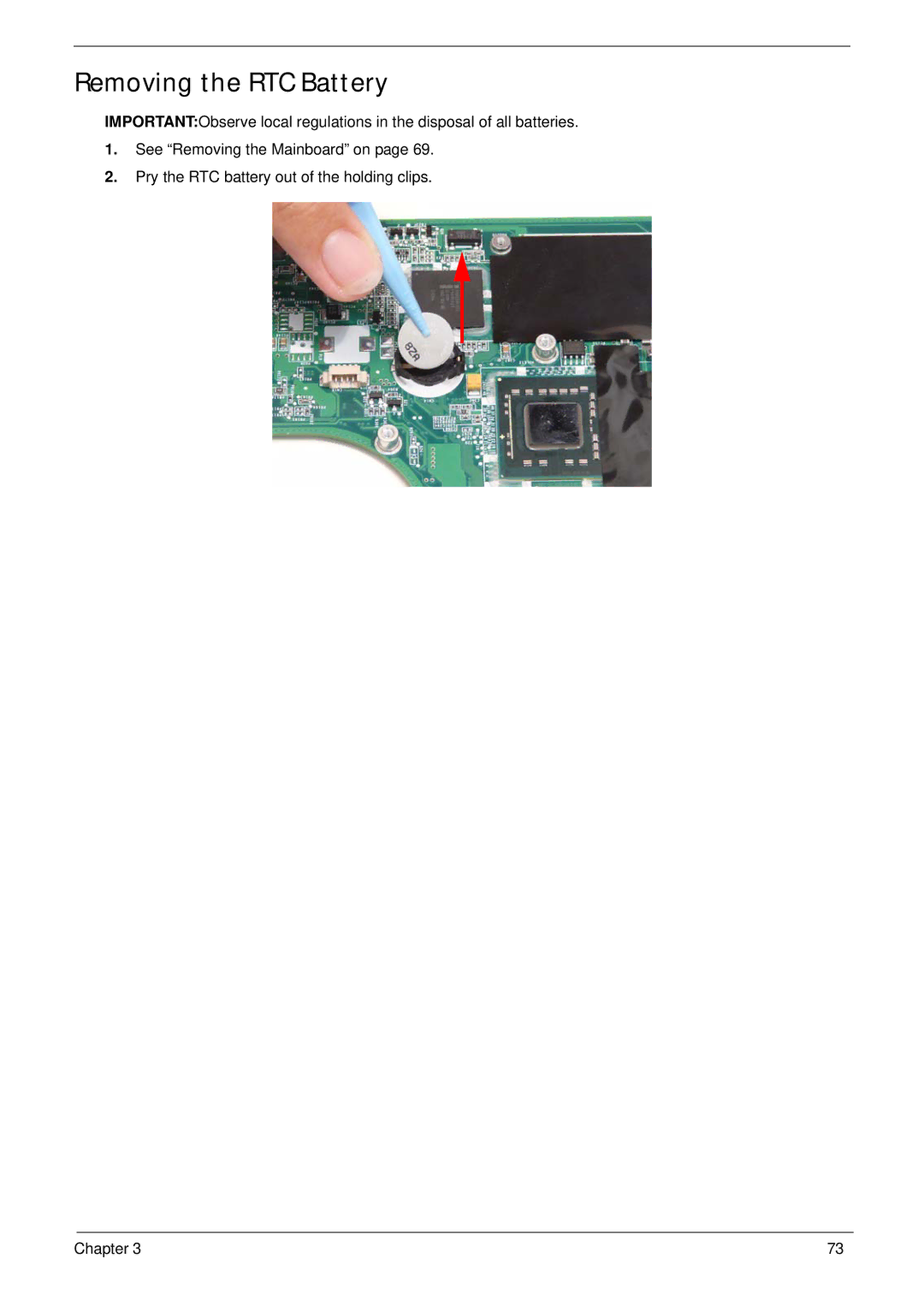 Gateway EC14 manual Removing the RTC Battery 