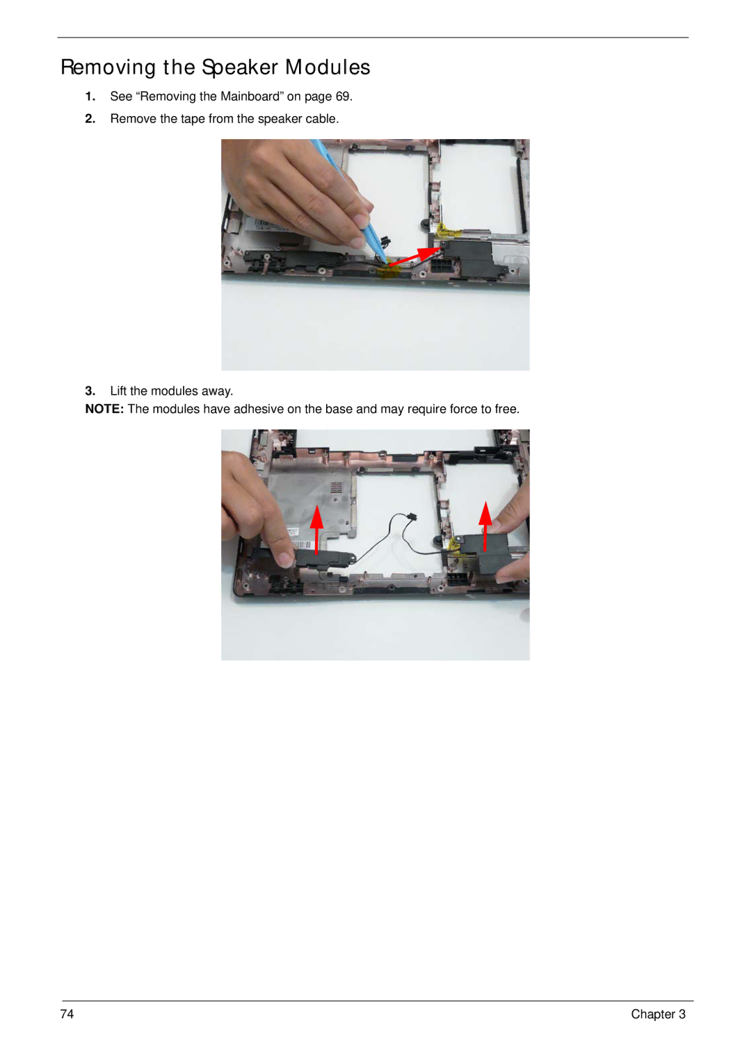 Gateway EC14 manual Removing the Speaker Modules 