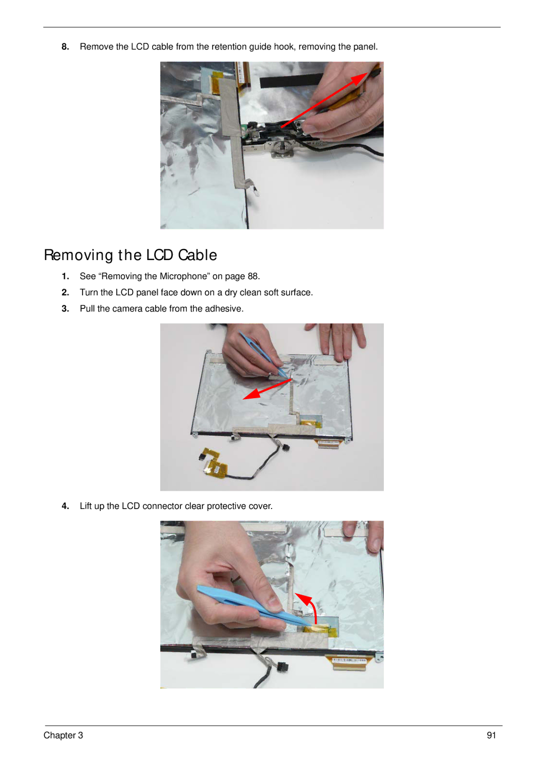 Gateway EC18T manual Removing the LCD Cable 