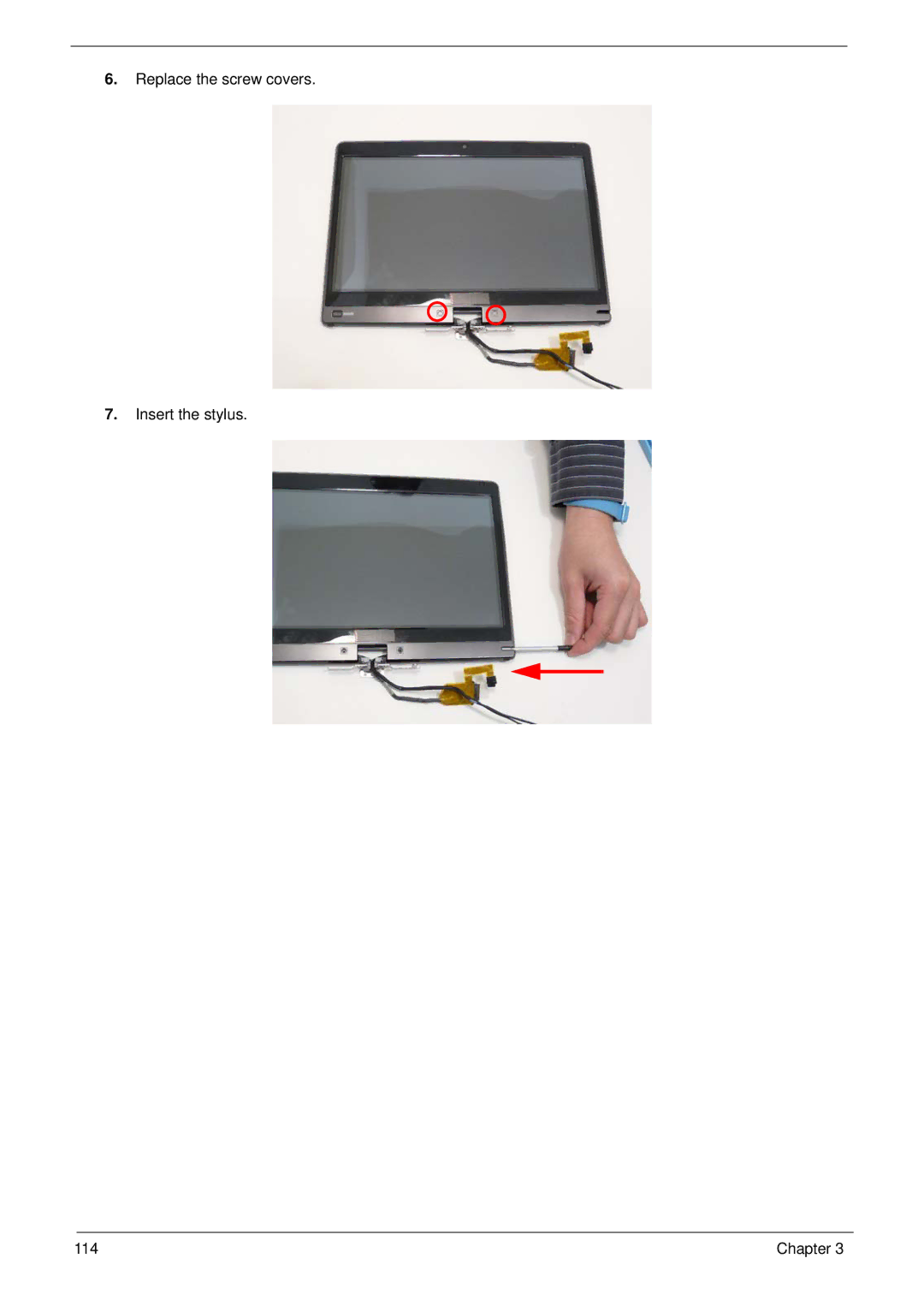 Gateway EC18T manual Replace the screw covers Insert the stylus 