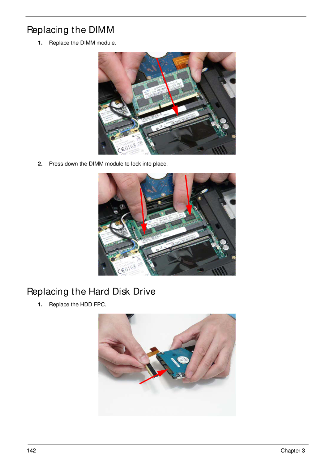 Gateway EC18T manual Replacing the Dimm, Replacing the Hard Disk Drive 