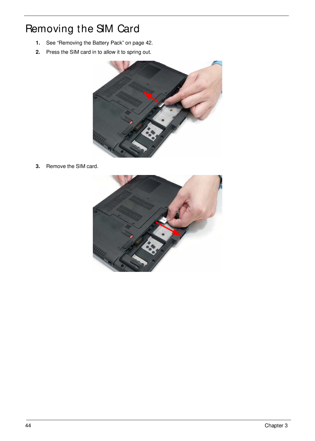 Gateway EC18T manual Removing the SIM Card 