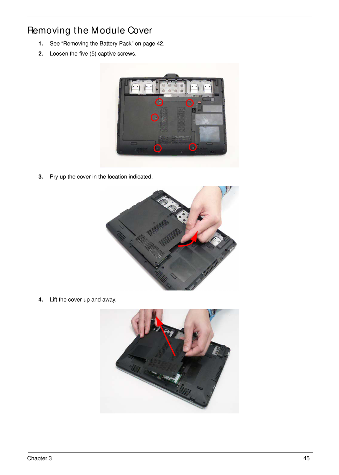 Gateway EC18T manual Removing the Module Cover 