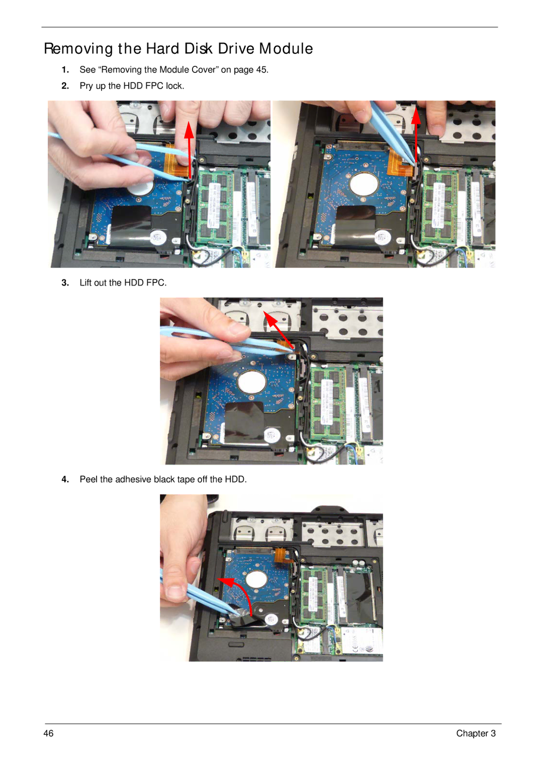 Gateway EC18T manual Removing the Hard Disk Drive Module 