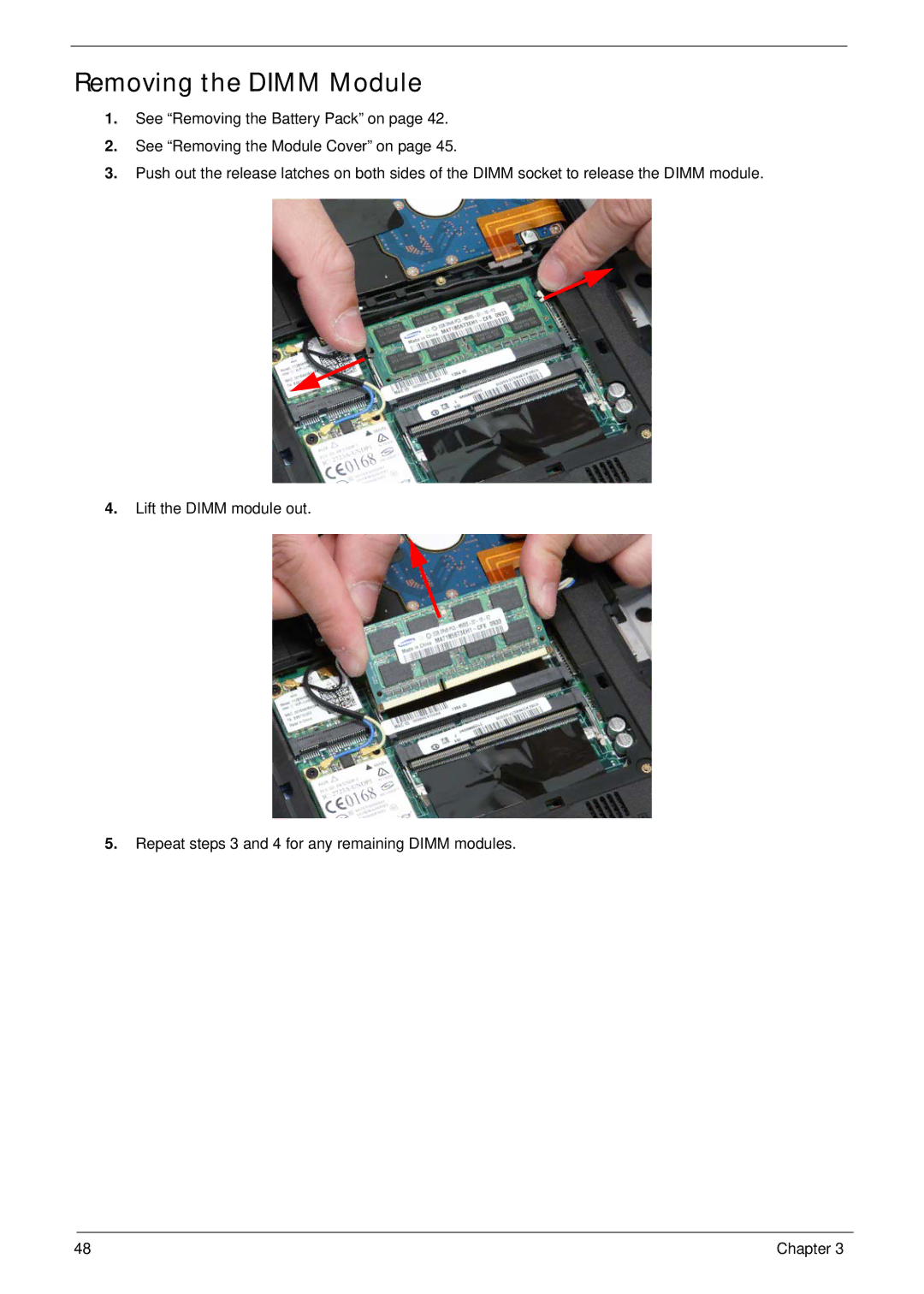 Gateway EC18T manual Removing the Dimm Module 