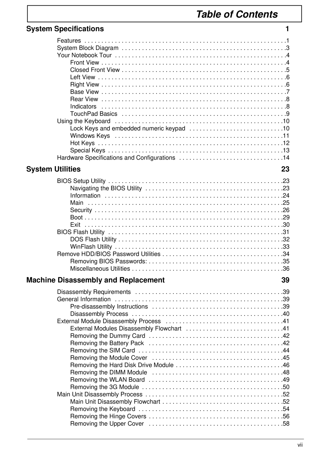 Gateway EC18T manual Table of Contents 