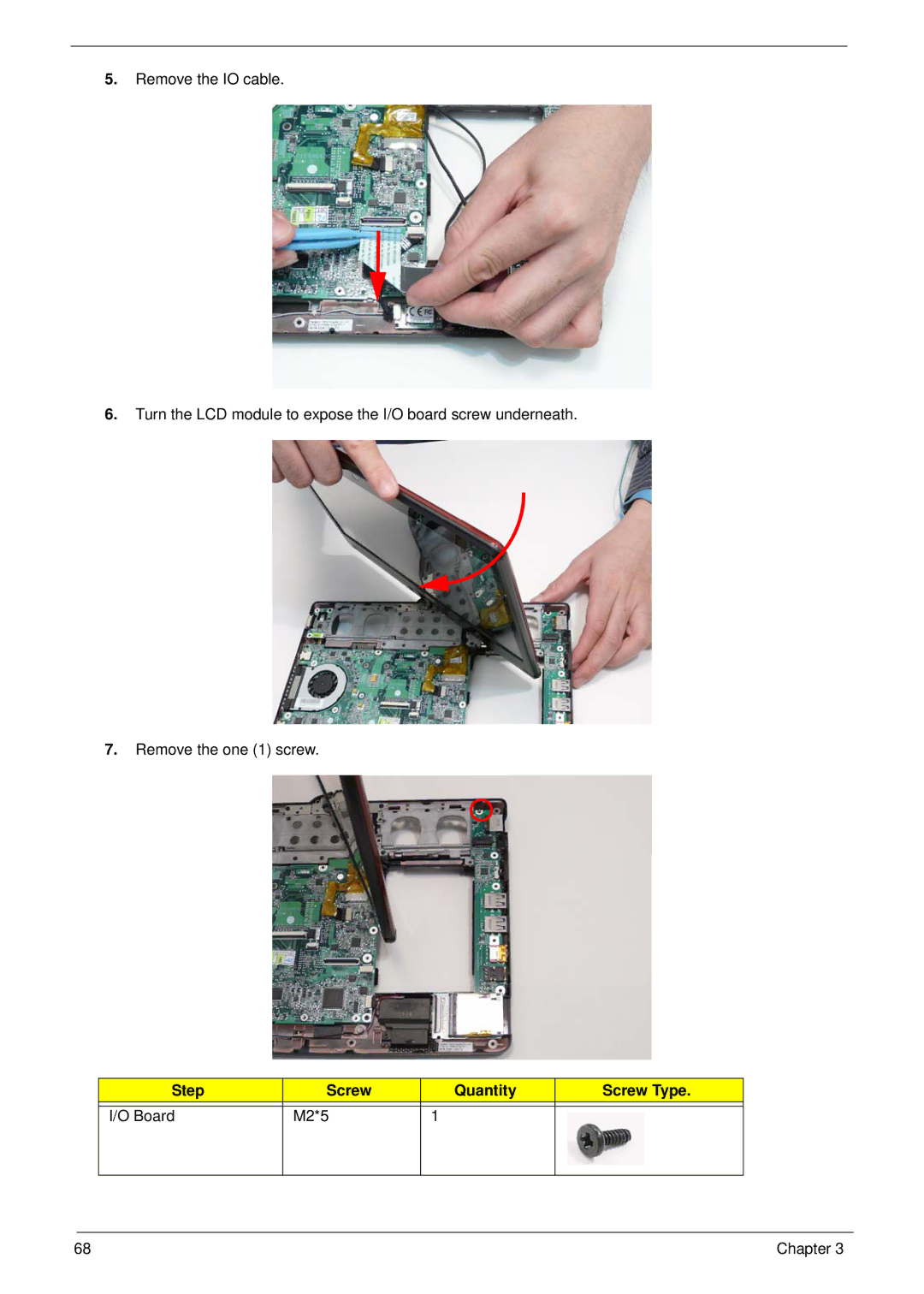 Gateway EC18T manual Step Screw Quantity Screw Type Board M2*5 