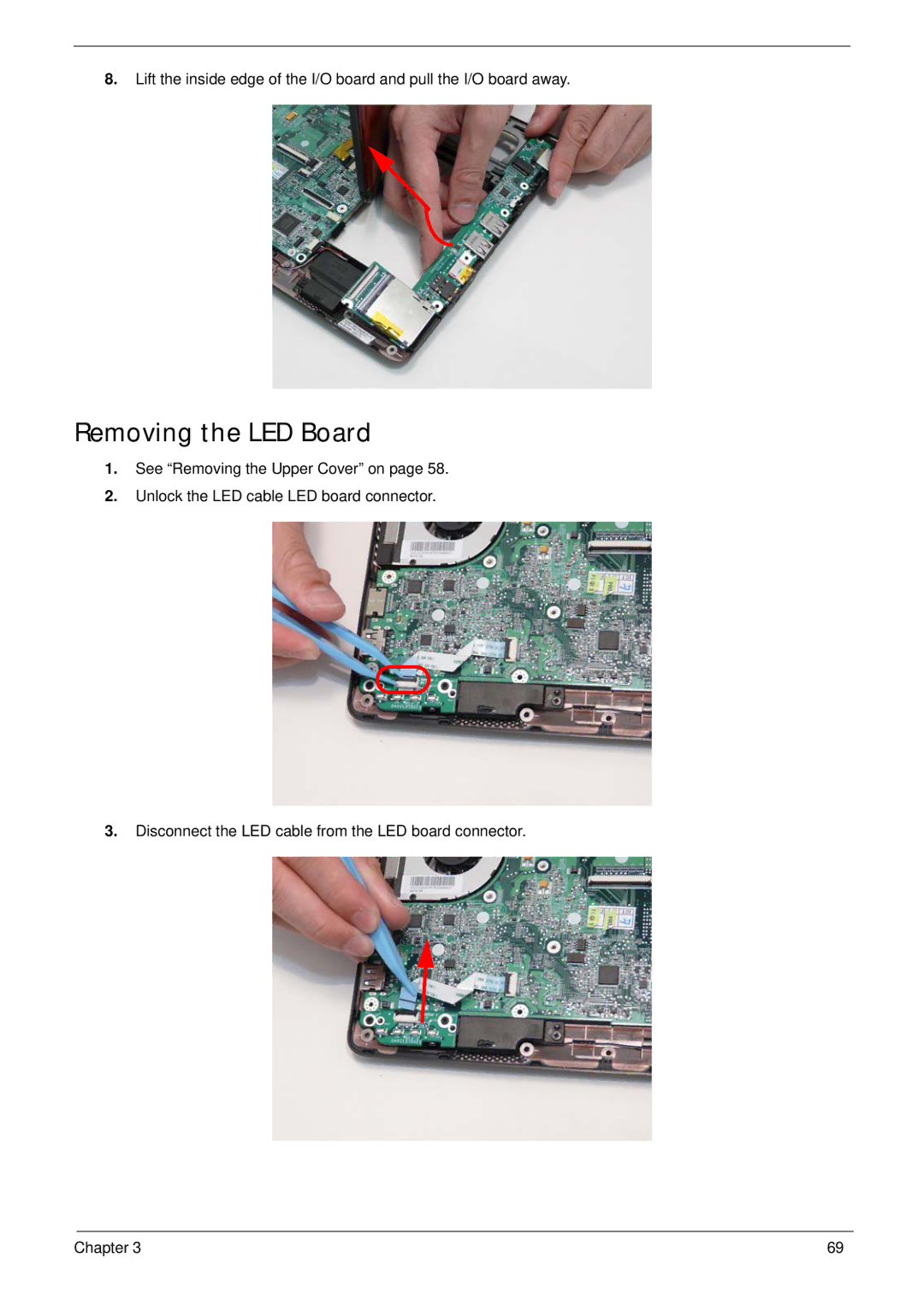 Gateway EC18T manual Removing the LED Board 