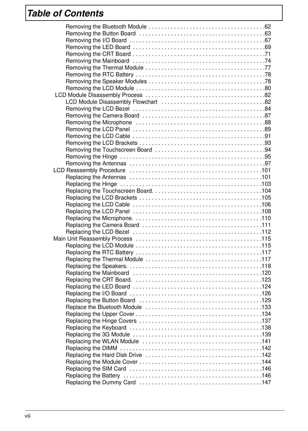 Gateway EC18T manual Viii 