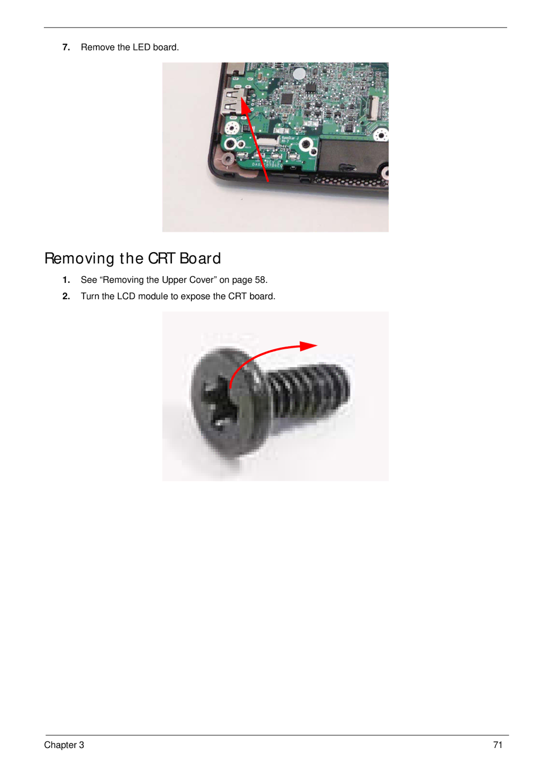 Gateway EC18T manual Removing the CRT Board 