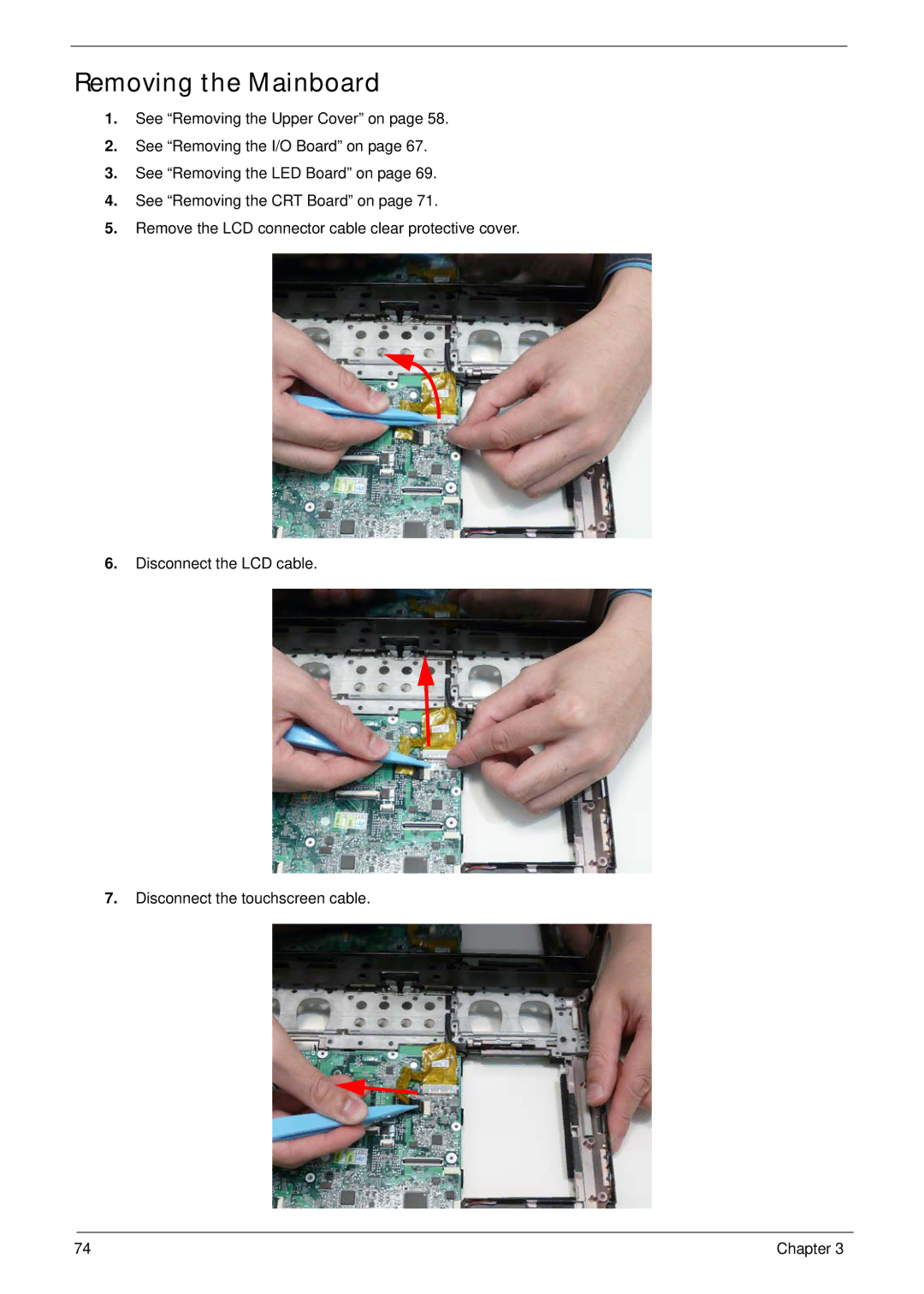 Gateway EC18T manual Removing the Mainboard 