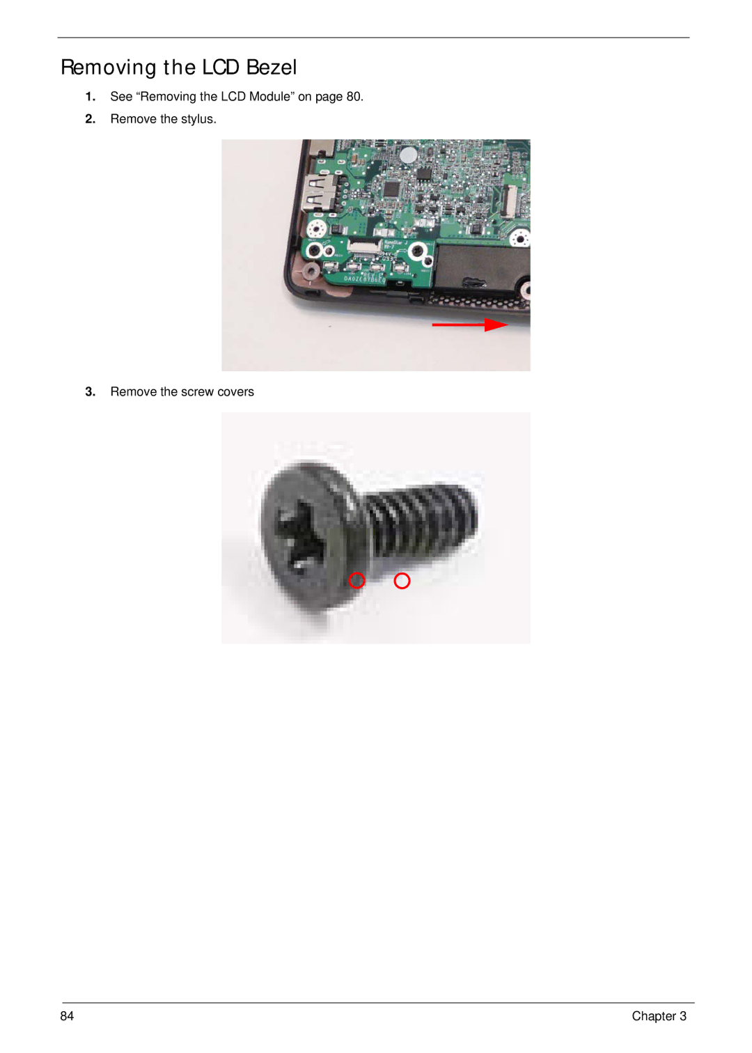 Gateway EC18T manual Removing the LCD Bezel 