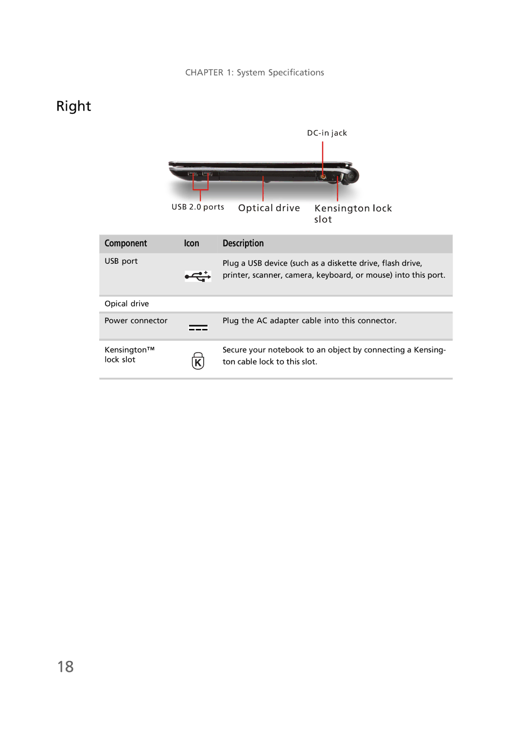 Gateway EC58 manual Right 