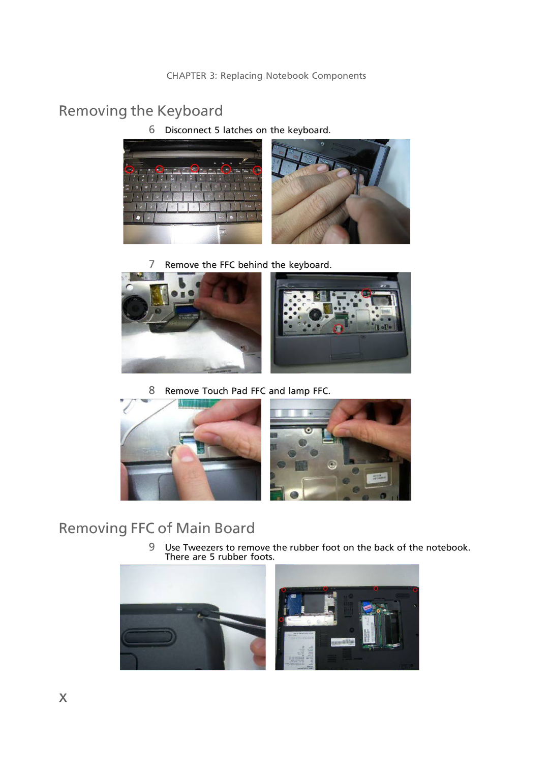 Gateway EC58 manual Removing the Keyboard, Removing FFC of Main Board 