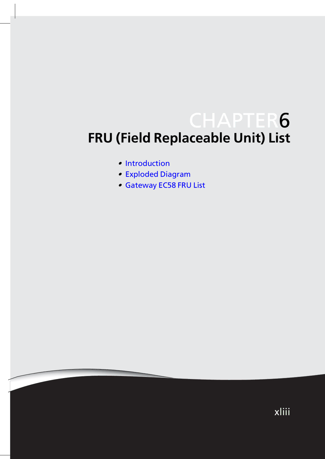 Gateway EC58 manual FRU Field Replaceable Unit List 