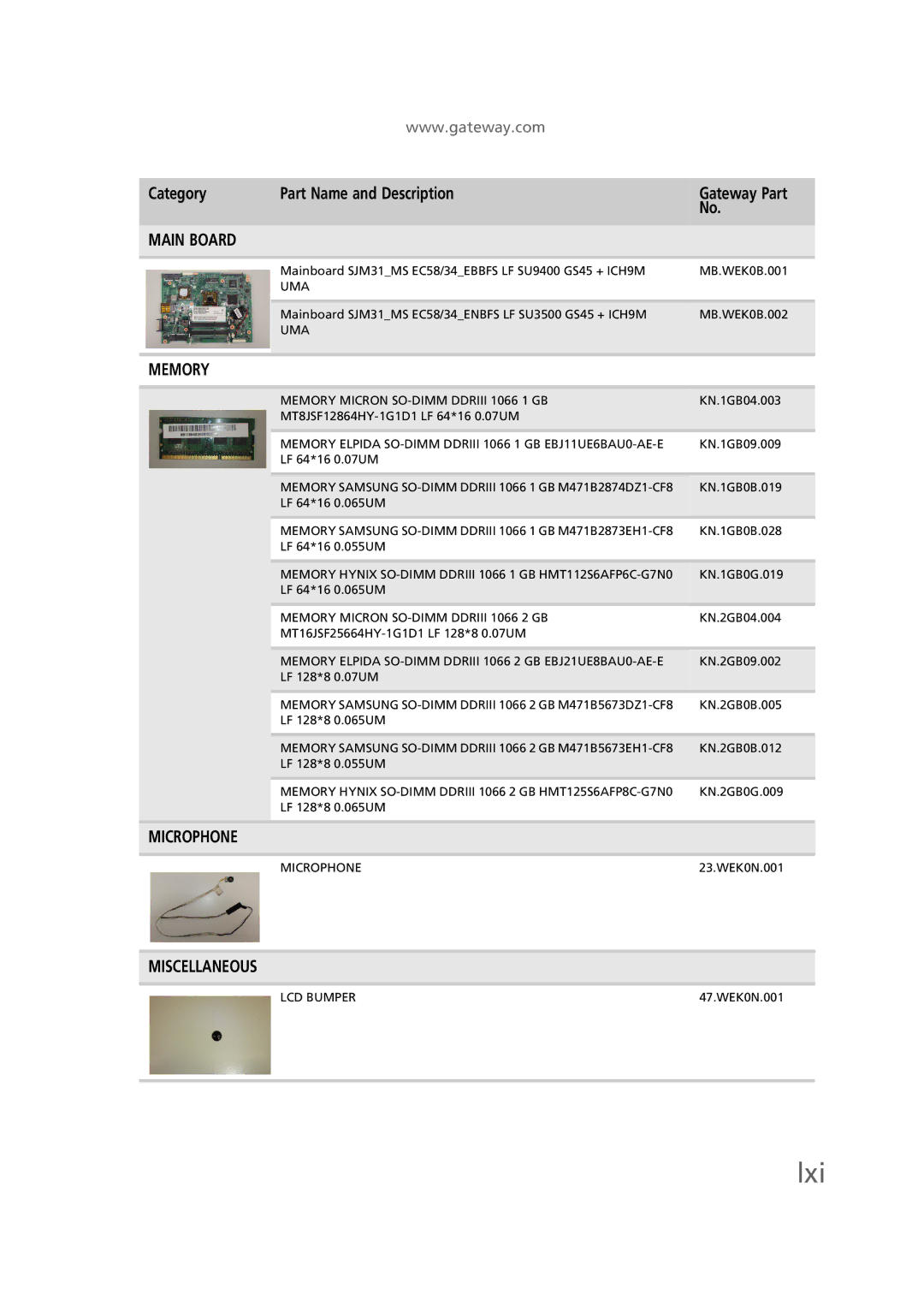 Gateway EC58 manual Lxi, Main Board 