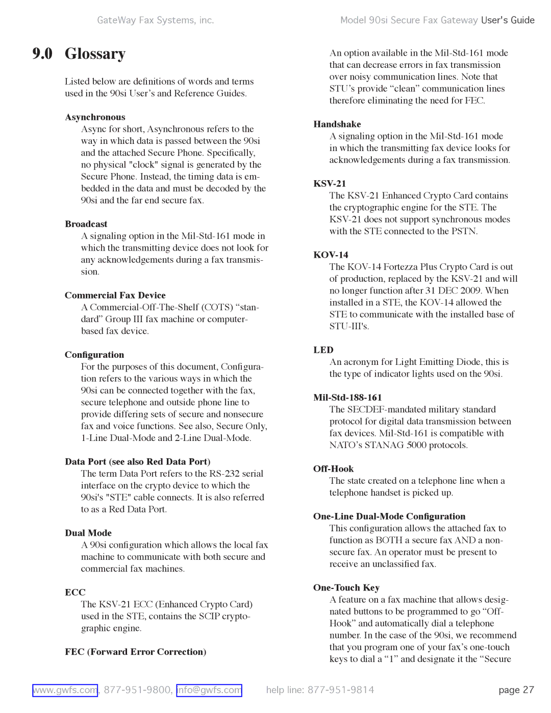 GateWay Fax Systems 90SI manual Glossary 