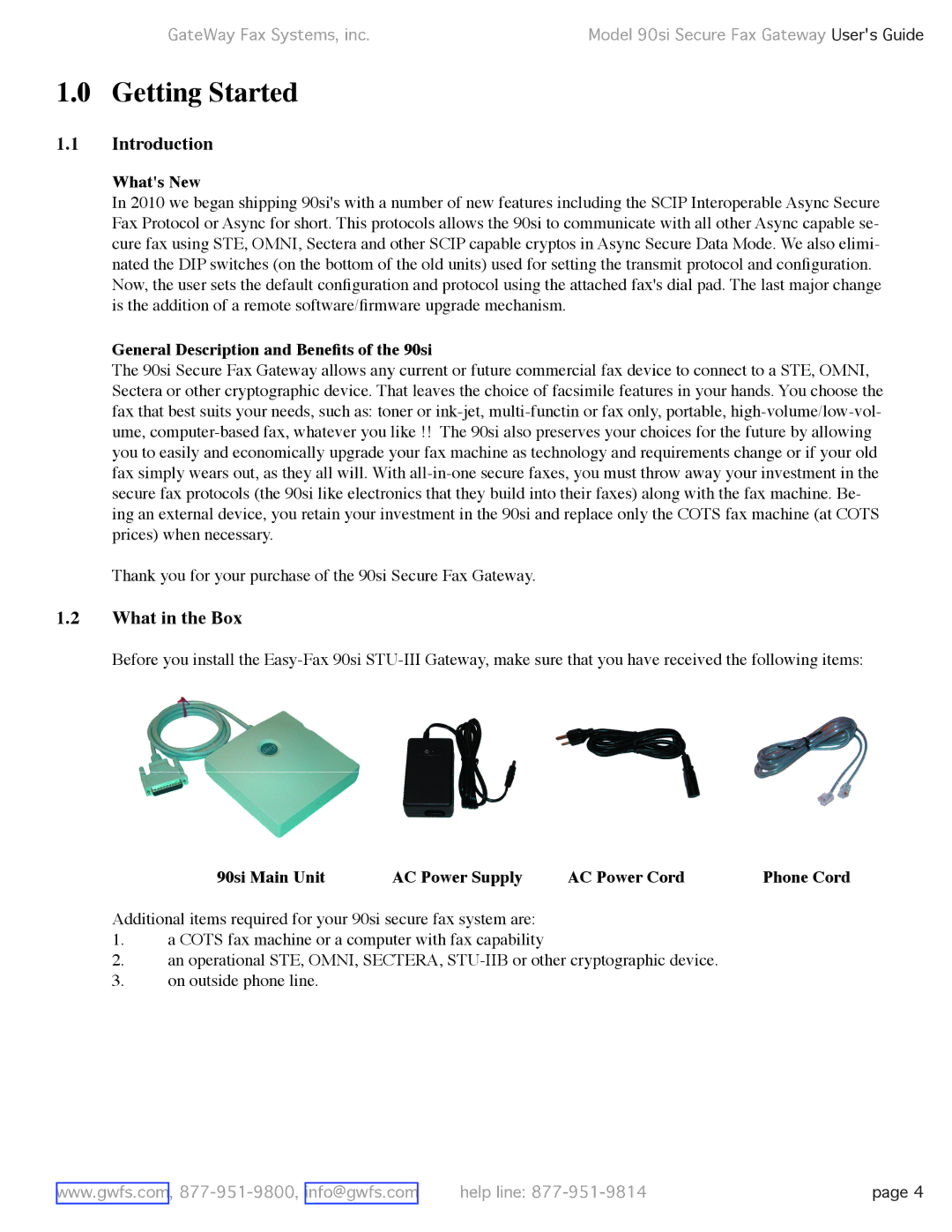 GateWay Fax Systems 90SI manual Getting Started, Introduction, What in the Box 