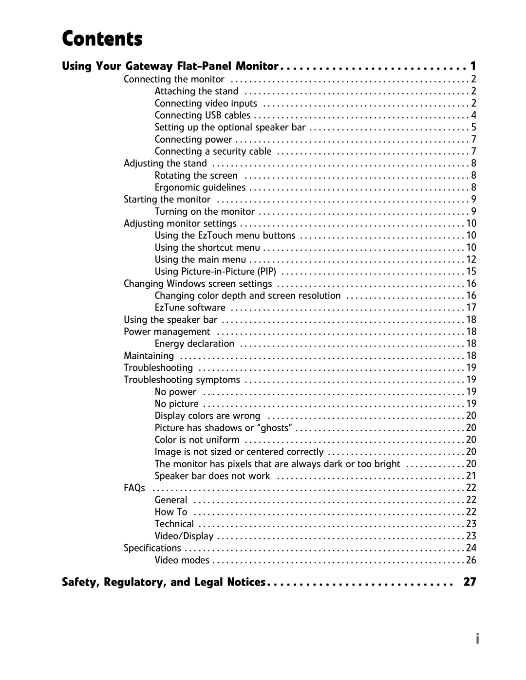 Gateway FHD2400H manual Contents 