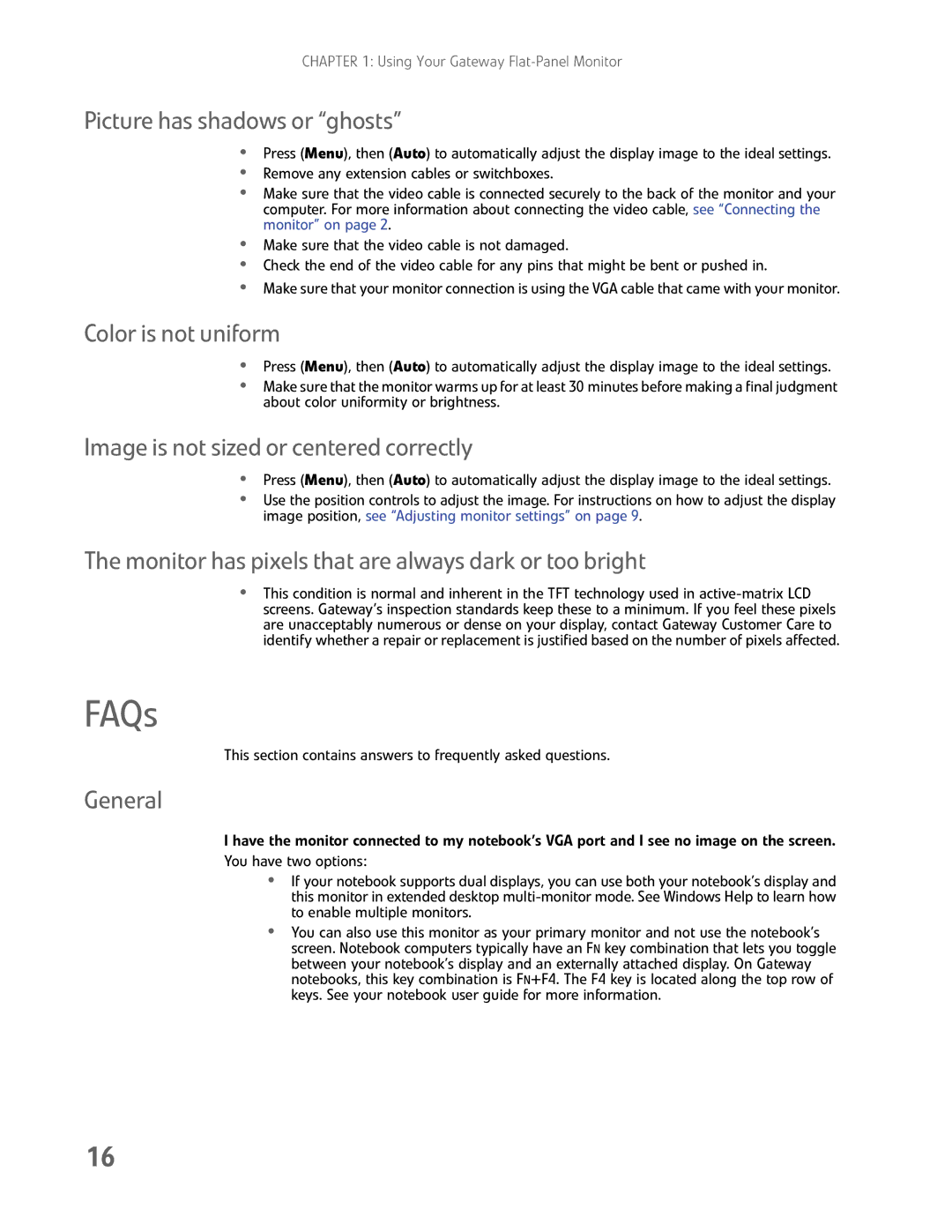 Gateway FHD2402 manual FAQs 