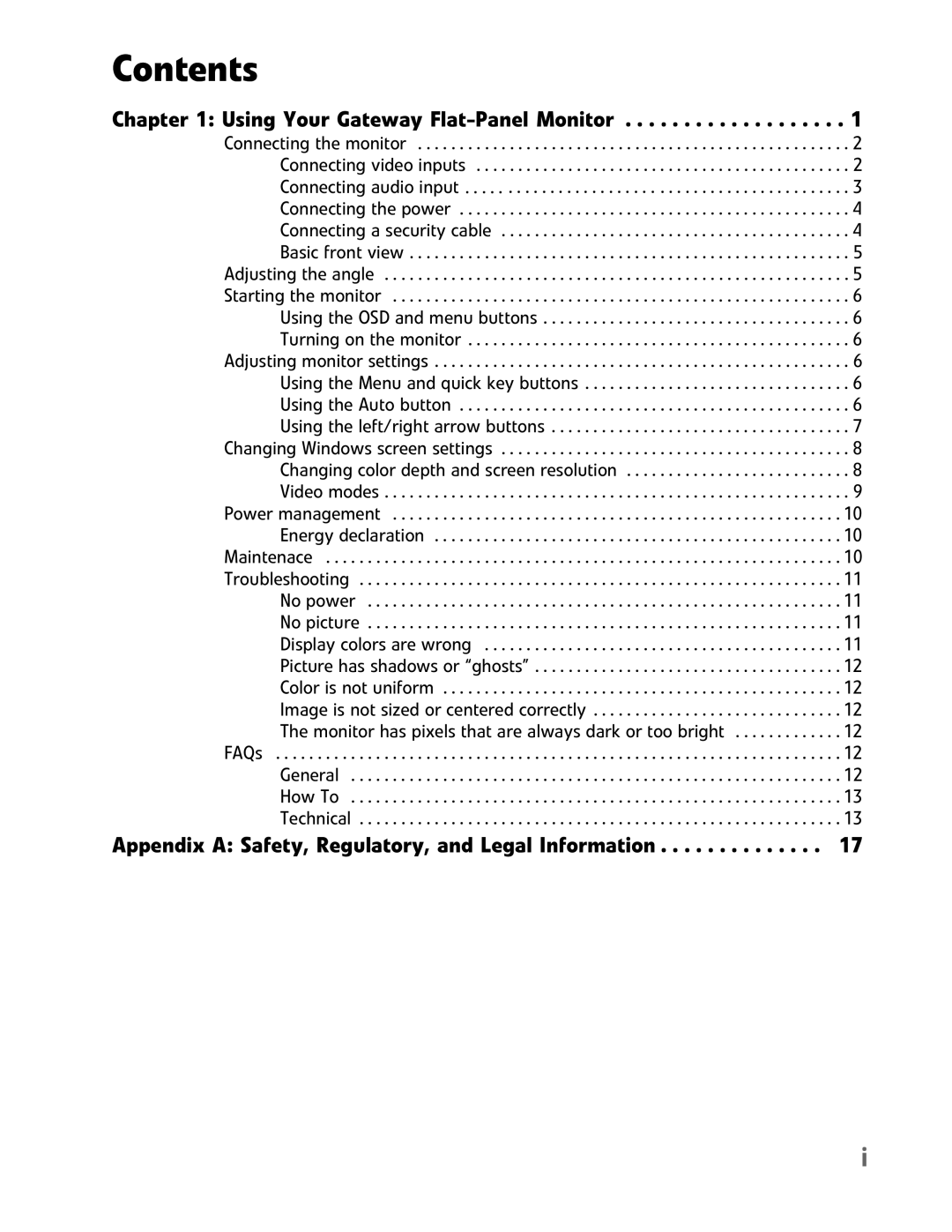 Gateway FHX2300 manual Contents 