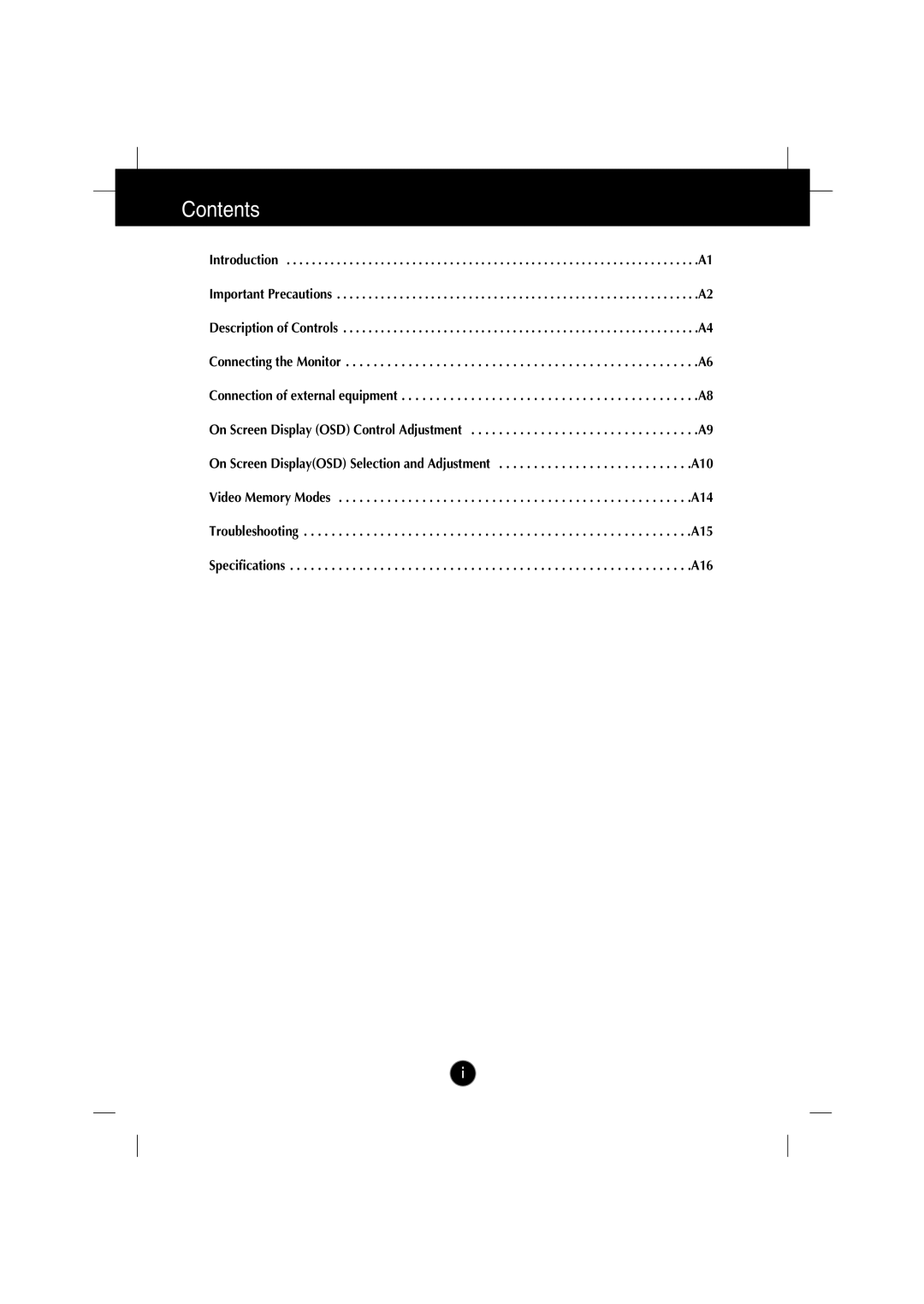 Gateway FPD2200 manual Contents 