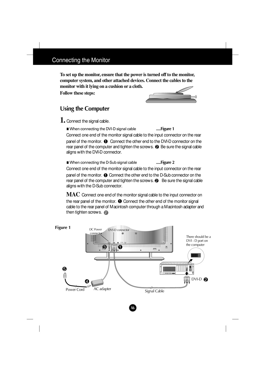 Gateway FPD2200 manual Connecting the Monitor, Using the Computer 