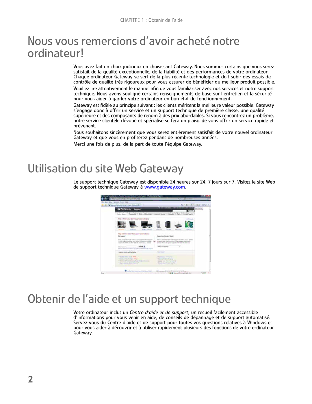 Gateway GM5457H manual Nous vous remercions d’avoir acheté notre ordinateur 