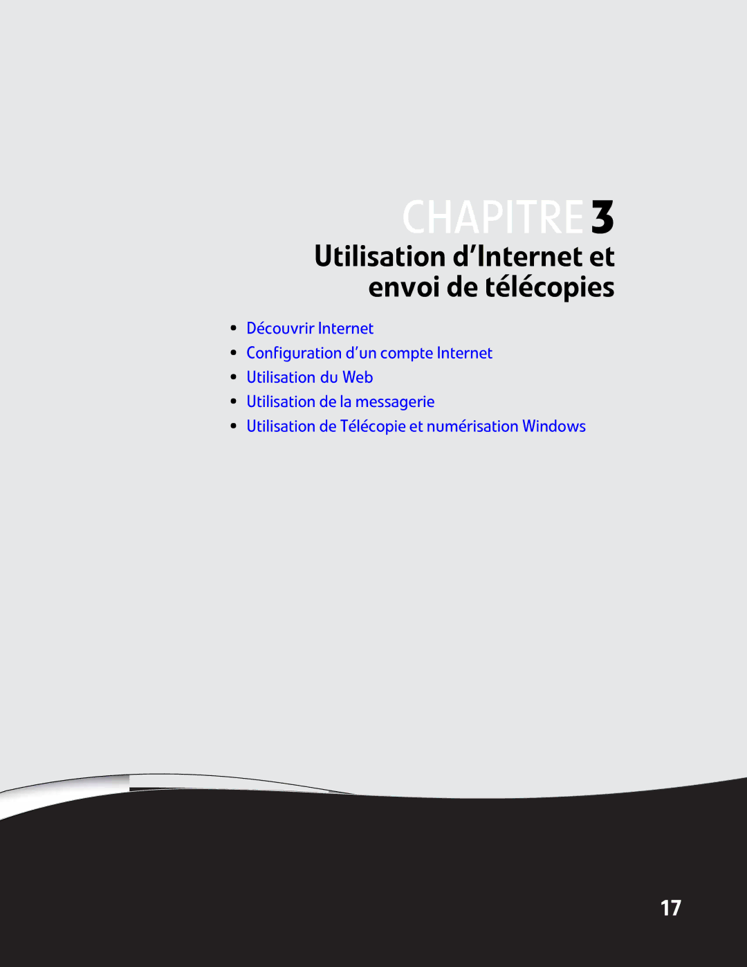 Gateway GM5457H manual CHAPITRE3, Utilisation d’Internet et envoi de télécopies 