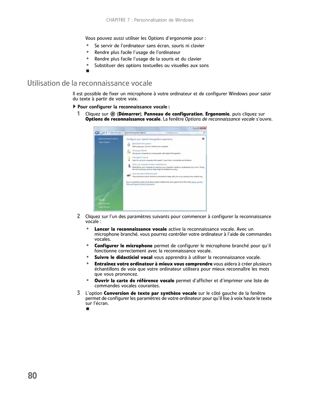 Gateway GM5457H manual Utilisation de la reconnaissance vocale 