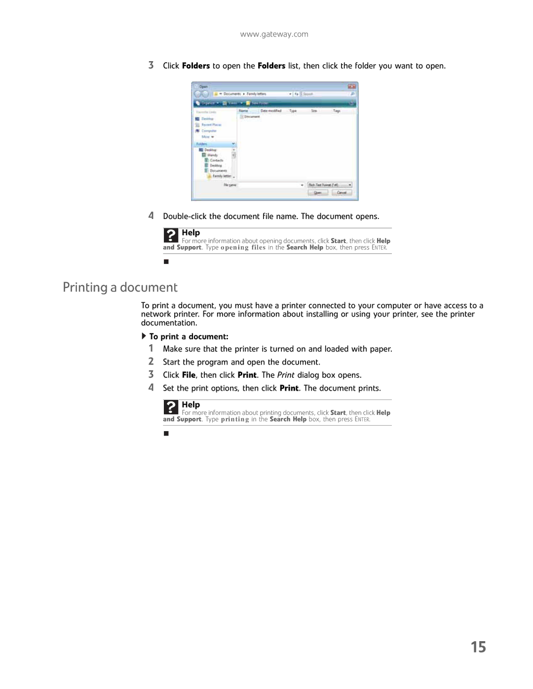 Gateway GM5457H manual Printing a document 