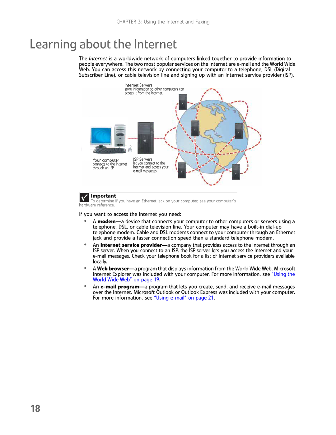 Gateway GM5457H manual Learning about the Internet, Internet Servers 