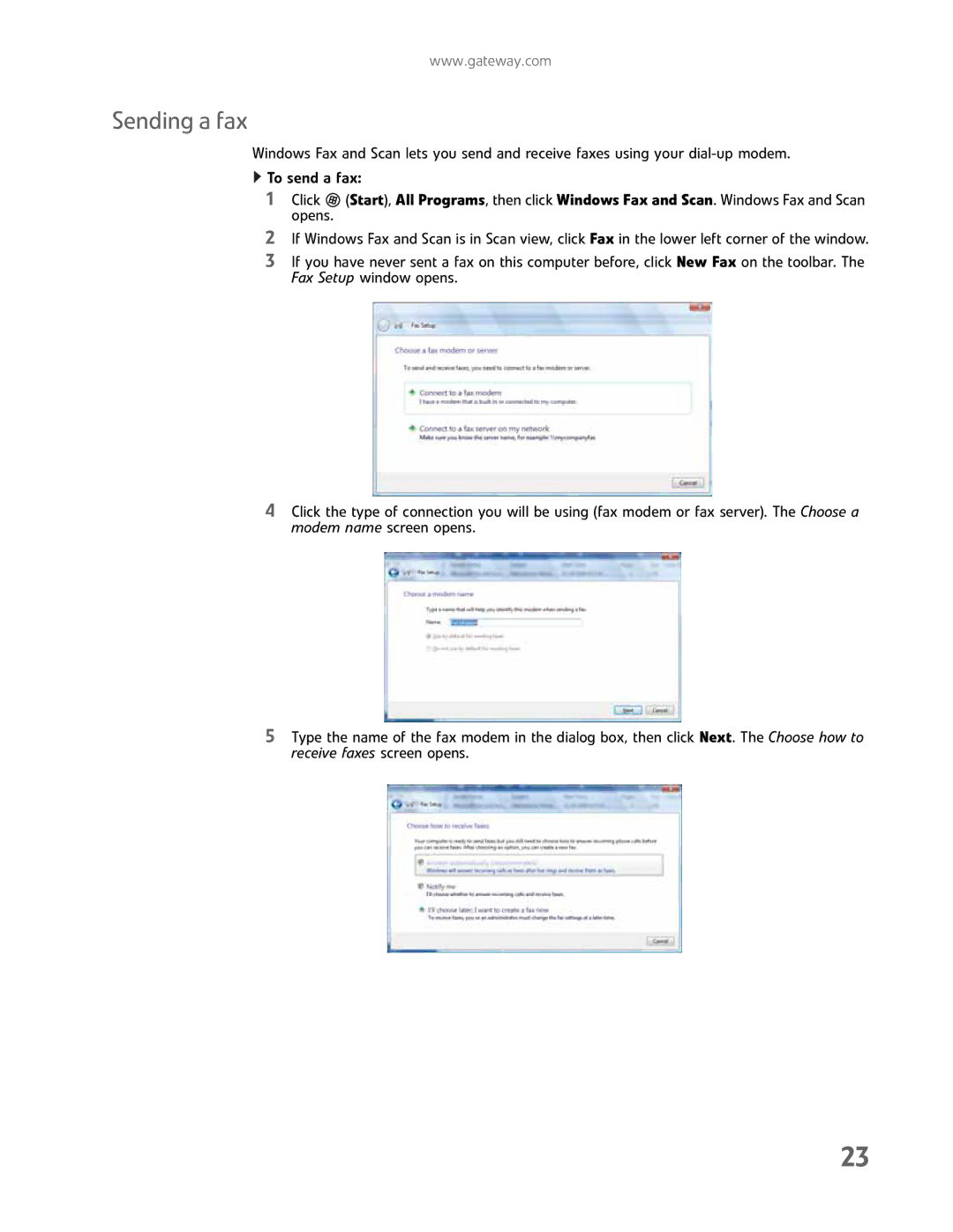 Gateway GM5457H manual Sending a fax 