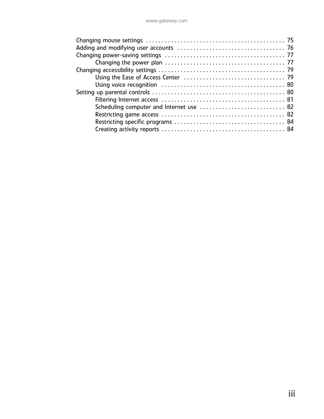 Gateway GM5457H manual Iii 