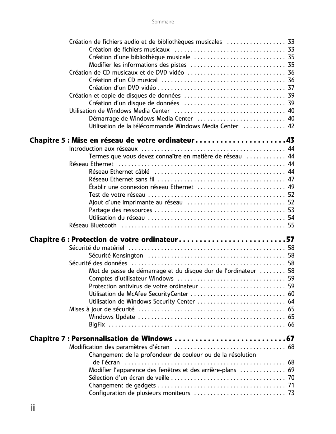 Gateway GM5457H manual Chapitre 5 Mise en réseau de votre ordinateur 