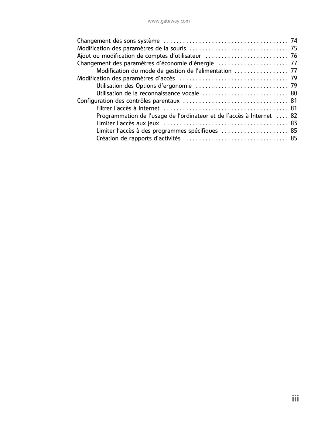 Gateway GM5457H manual Iii 