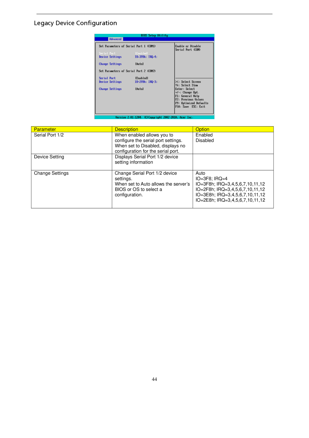 Gateway GT115 manual Legacy Device Configuration 